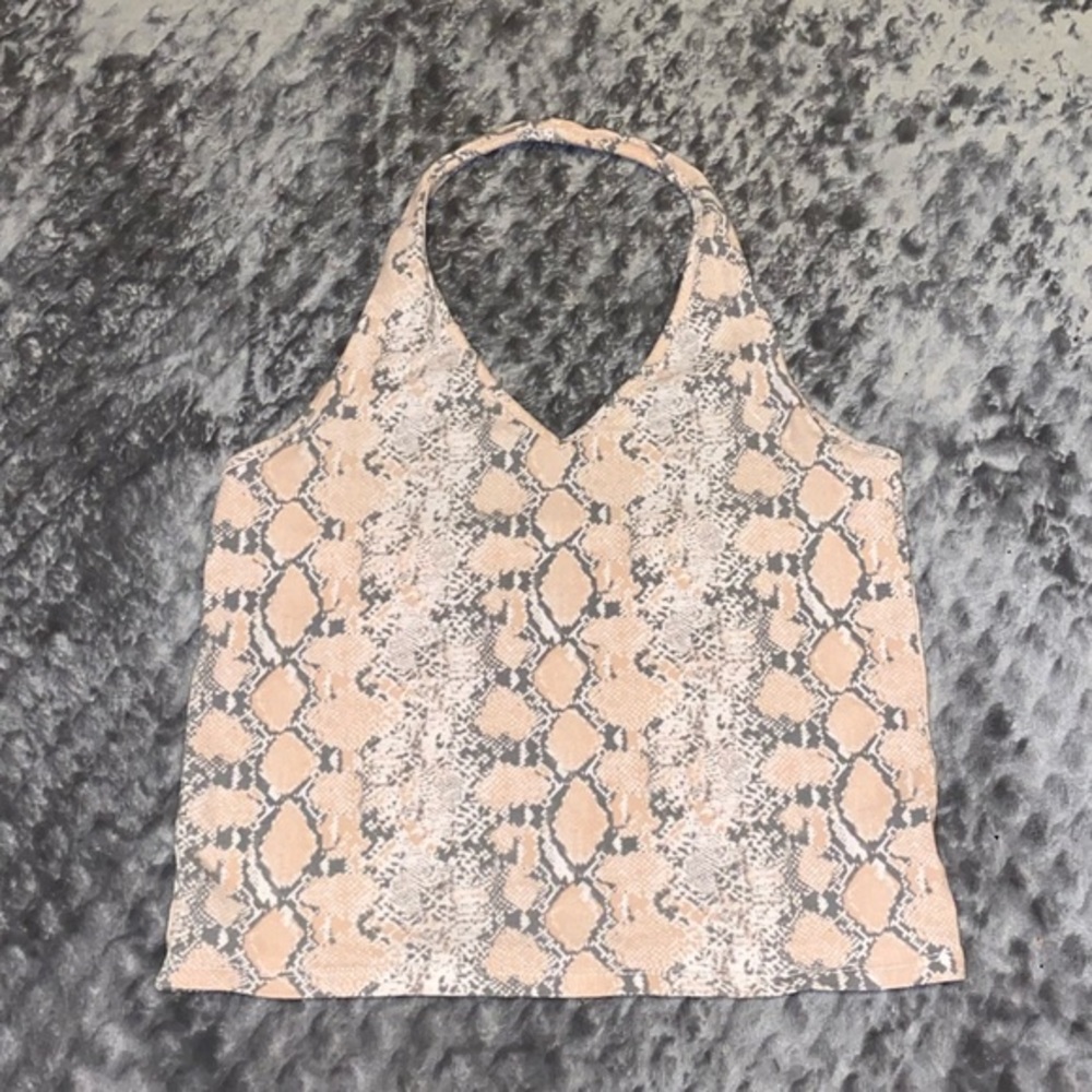 American Eagle Pink Snake Skin Halter Crop Top!
